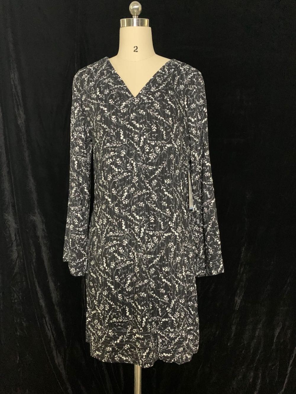 Black V-Neck Long-Sleeved Dress For Women