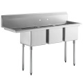 Stainless Steel 3 Compartment Sink With Right Drainboard