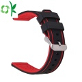 Silicone Watchband Two-Color Sport Strap Black/Silver Buckle