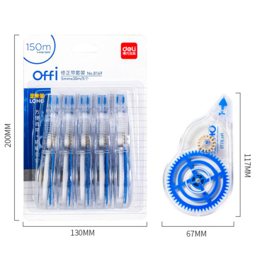 Υψηλής ποιότητας DELI 8169: 5pcs/Set προσιτή μεγάλη χωρητικότητα 150μ ταινία διόρθωσης για το σχολείο