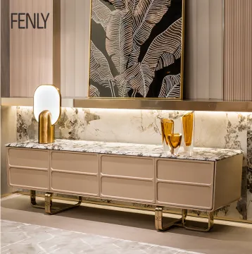 Luxury Marble Top TV Stand and Coffee Table Set