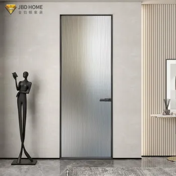 Minimalist Ultra Slim Aluminum Fluted Glass Swing Door | JBDHOME