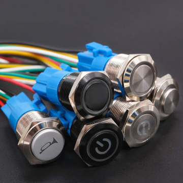 Langir Push Button Switch 12MM Oxidize Black Body - Multiple Sizes Available