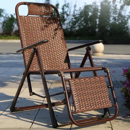 Folding Rattan Lounge Chair for Balcony