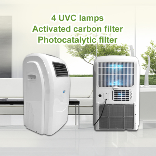 CE ROHS FCC อนุมัติเครื่องฟอกอากาศ UV Purificateur แบบพกพาสำหรับโรงรถ Commercial Hotel Home