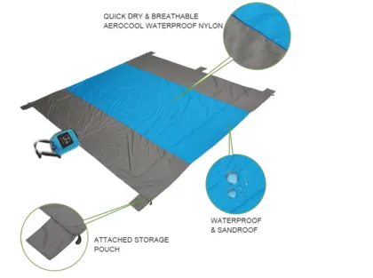 waterproof compact pocket parachute nylon beach blanket
