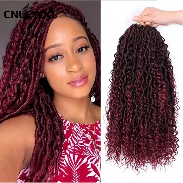 River Faux Locs Hair Red 18 Inch Factory Synthetic Goddess Faux Locs Crochet Braiding Hair Extension