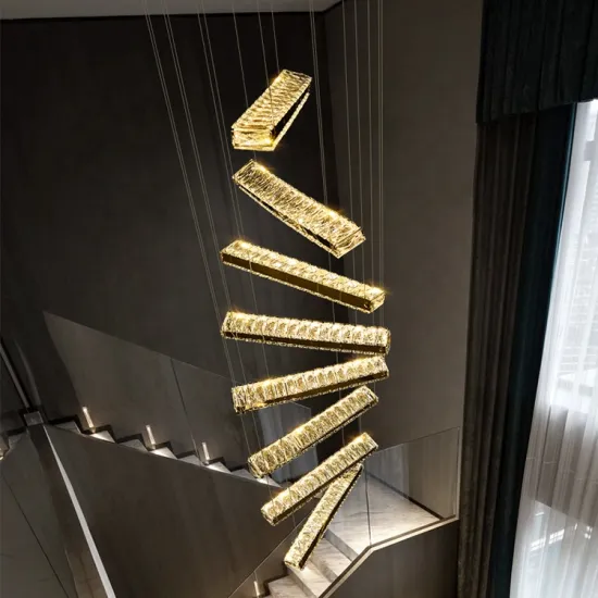 Art Deco Crystal Villa: A Luxurious, Rotating Staircase Chandelier with LED Technology
