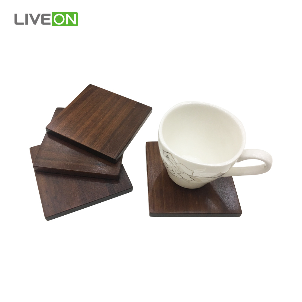 Custom Square Tea Cup Wood Coaster