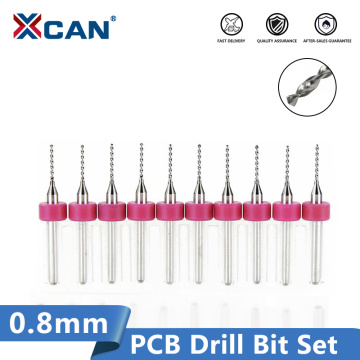 XCAN 0.8mm 10pcs/lot Carbide Micro Drill Bits CNC PCB Drill Bit Set