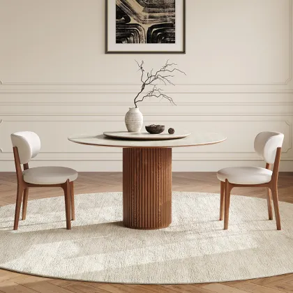 Nordic Retro Solid Wood Dining Table - Modern French Design