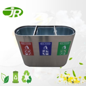 3 compartment stand recycle trash bin for garden