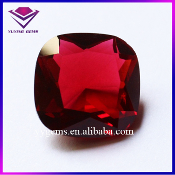 Imitation Rhodolite Gemstone Red Color Cushion Shape Synthetic Glass Stone