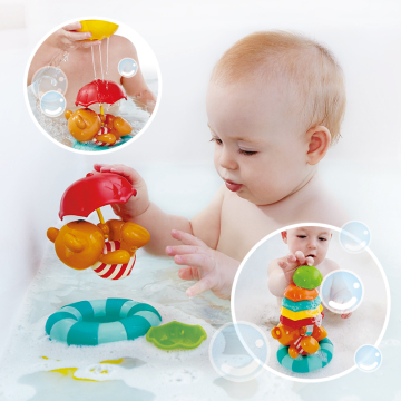 Cute Swimming Turtle Baby Bath Toys for Toddlers 1-3: Umbrella Stackers Infant Kids Preschool Pool Float Shower Water Toy for Bathtub