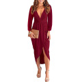 Women's Long Sleeve Ruched Wrap Dress