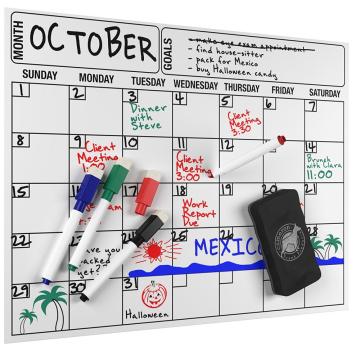 Magnetic Dry Erase Calendar Holder  For Refrigerator