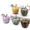 1Inch Carved Polished Gemstone Apple Crafts Statue Figurines Home Living Room Bedroom Decoration Gifts for Mom Girlfriend