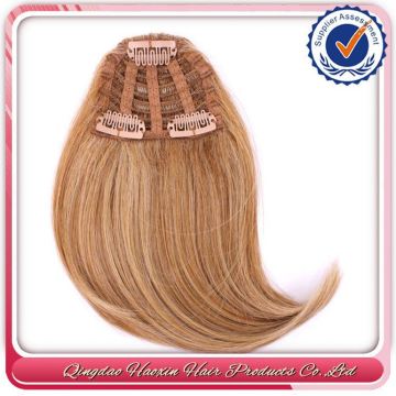 Side swept brazilian 100 human hair remy clip in hair extension bangs