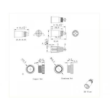 M12 2-8P Male A Code Wire Side