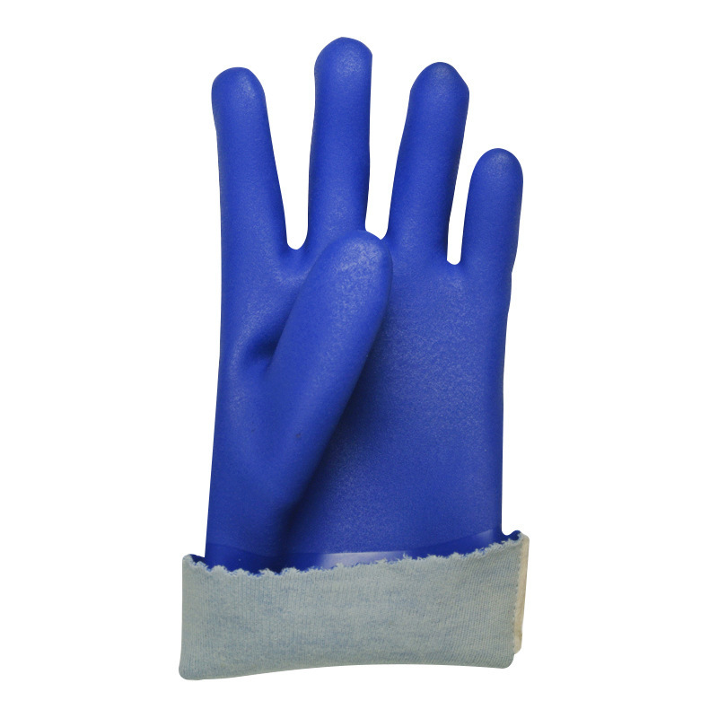 Blaue sandige Finish Flannelette gesäumte Handschuhe 27 cm