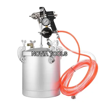 Professional Painting Tools Kit: 10-Liter 2.5-Gallon Air Paint Pressure Pot, Spray Gun, and 3M 10' Air & Fluid Hose Assembly