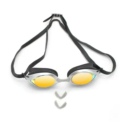 Professional Anti-Fog Mirrored Blue Lens Racing Swimming Goggles