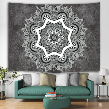 Bohemian Tapestry Wall Hanging Mandala Indian Boho Hippie Grey Wall Tapestry Psychedelic for Livingroom Bedroom Dorm Home Decor