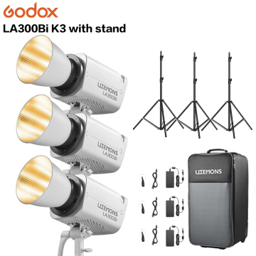 godox la300bi k3は、スタンドとアプリコントロールを備えたライトセットをLEDしました