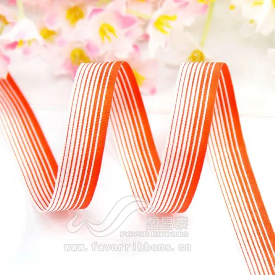 Wholesale double faced printed stripe satin ribbon