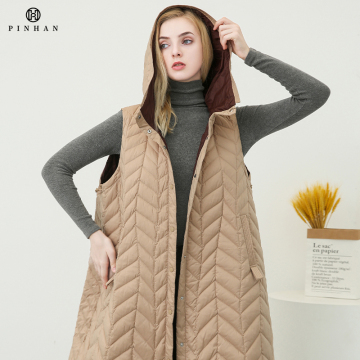 Lichtgewicht lange plus size dames sjaaljas met bontafwerking