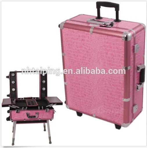 Pink Studio ToGo Wheeled Trolley Makeup Case & Organizer light case with legs