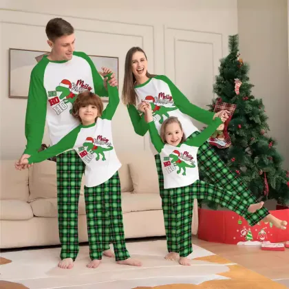 2024 Family Christmas Printed Pajamas Round Neck Long Sleeve Set
