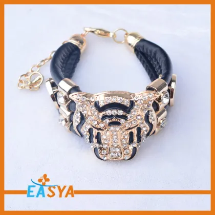 Hot Sale Of Tiger Head Jewelry Leather Rope Bracelet For Boy