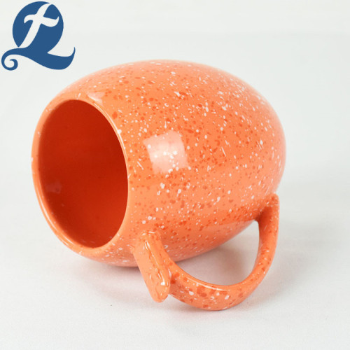 Coffee Drum Shape Ceramic Handle Printed Gift Mug