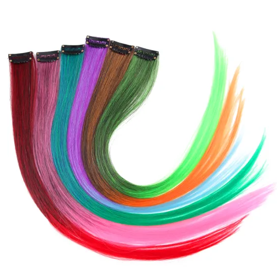AliLeader Hot Selling Single Ombre Colored Synthetic Clip In Hair Extension