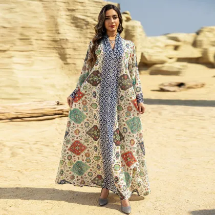 Printed Chiffon Modest Maxi Dress