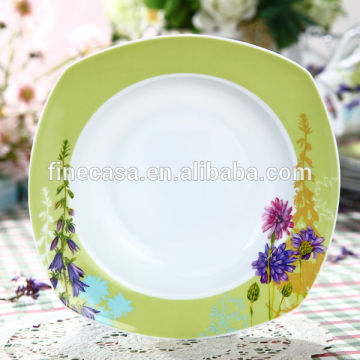 8 Inches Elegant Floral Hyper White Porcelain Square Platter
