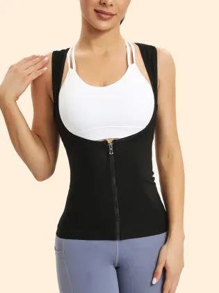 Wholesale Women's Sweat Sauna Suits and Waist Trainer Zipper Shapewear