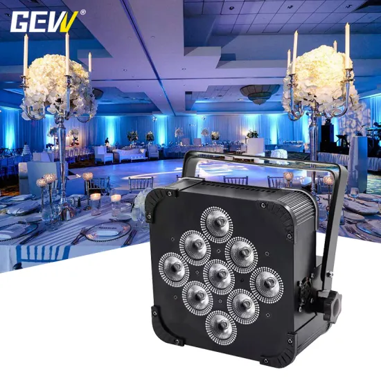 GEVV 9x18W Flat Small Battery-Powered Wireless DMX Controlled LED Par Up Light