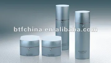 plastic cream bottle and jar