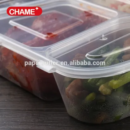 Meal prep disposable plastic tiffin lunch box with 2 compartments