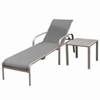 Sun beach chair set with aluminum frame, textilene/sling-outdoor/patio/garden/hotel furniture