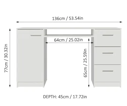 Home office desk with drawers