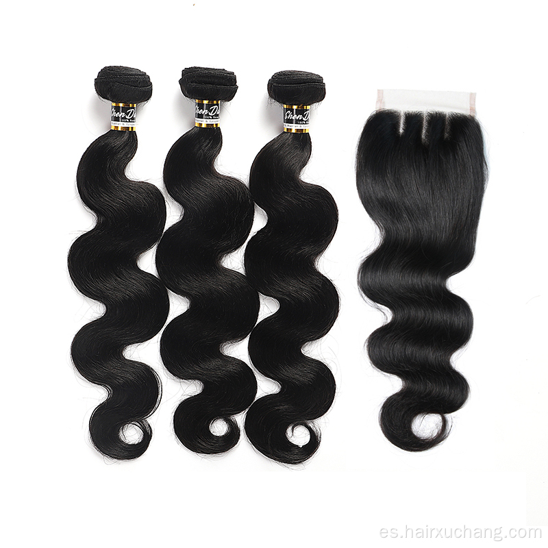 Cierre de encaje suizo de Malasia Body Boil Bundles con encaje frontal Remy Cierres 4x4 Cabello humano