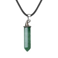 Green Aventurine Hexagonal Prism GunBlack Wizard Cap Pendant for DIY Making Jewelry