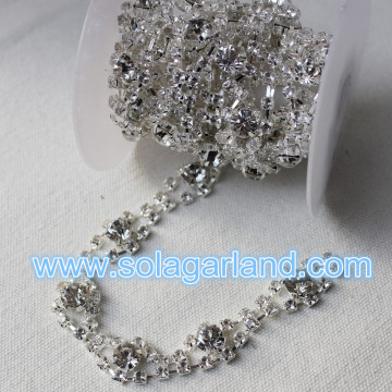 Finiture a catena con strass placcato argento cristallo 5Yard / Roll