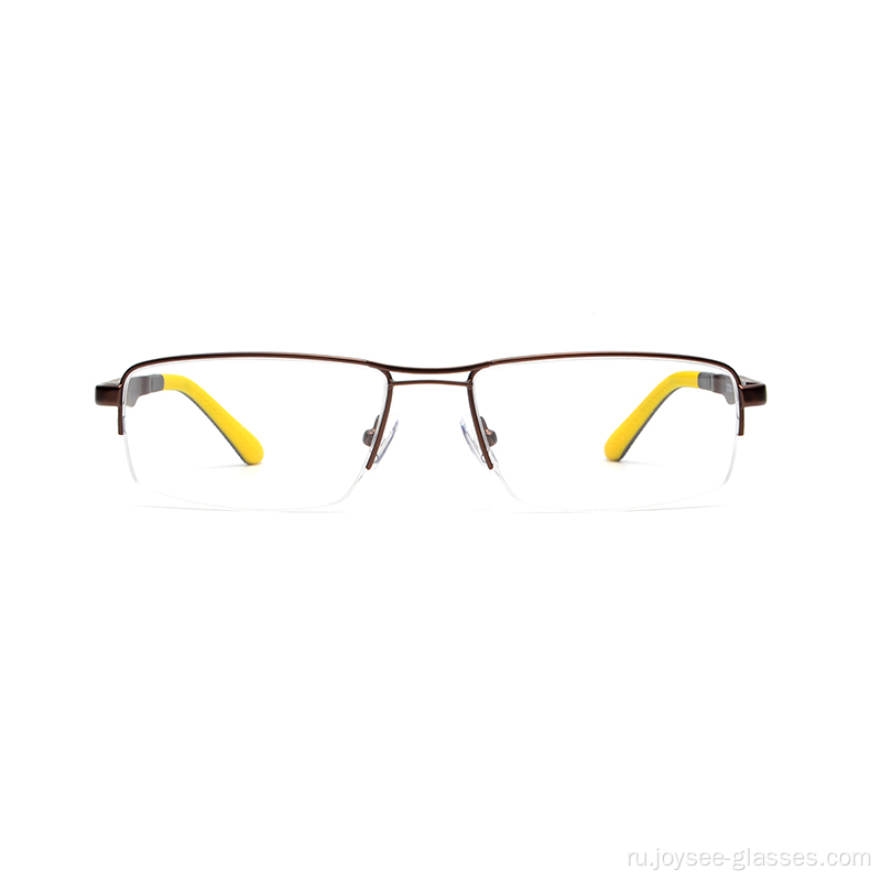 Unisex прямоугольник мода двойной цвет наполовину без оправы металлические очки