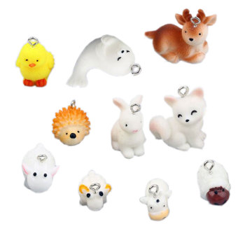 Cute Miniature Cartoon Animal Crafts Ornaments Kawaii Chicken Duck Sheep Fox Rabbit Dolphin Statues For Home Gardens Decor