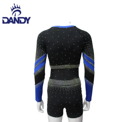 Blue Mesh Sleeve Cheerleading Cheers For Competition