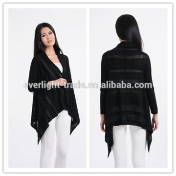 2016 Fashion pure cashmere black color cardigan long sleeve sweater for Ladies